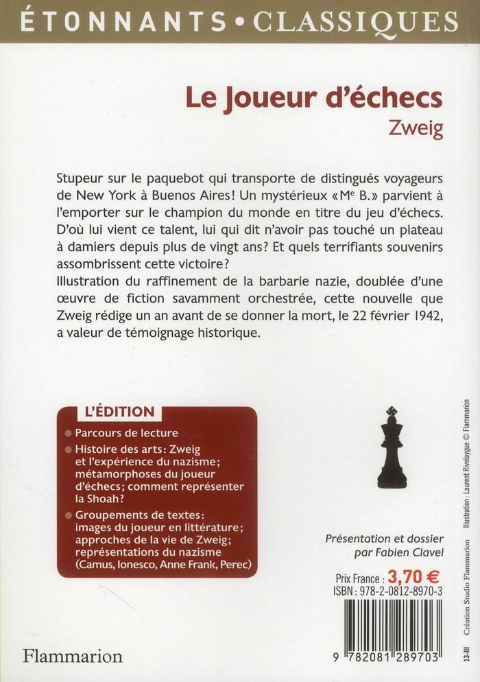 Quatrième de couverture de « Le joueur d'échecs »