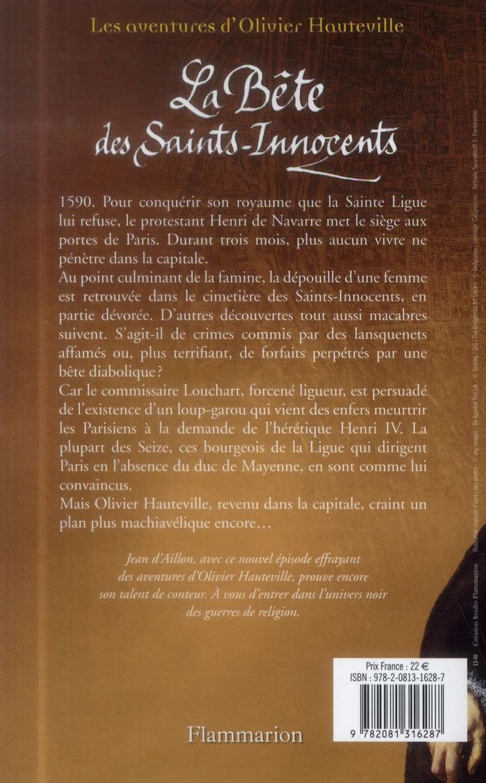 Quatrième de couverture de « La bête des Saints-Innocents »