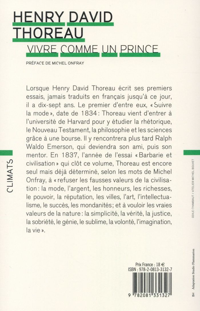 Quatrième de couverture de « Vivre comme un prince : écrits de jeunesse »