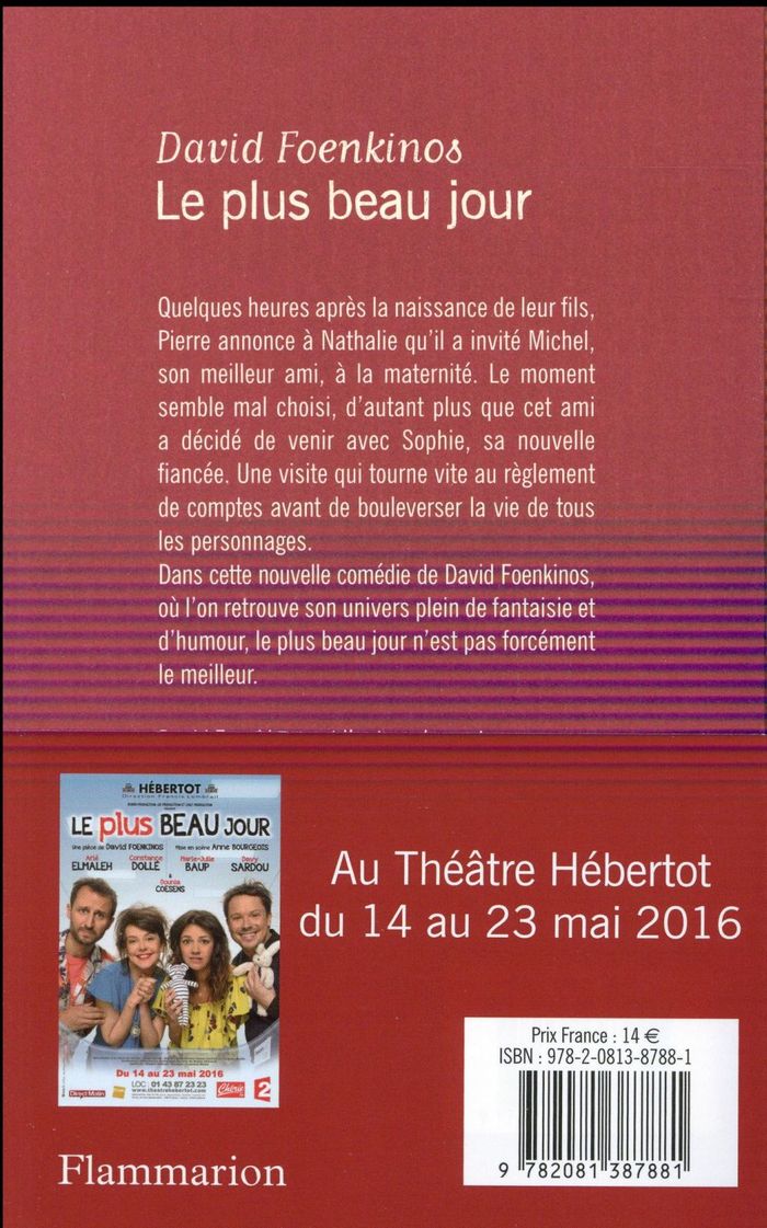 Quatrième de couverture de « Le plus beau jour : théâtre »