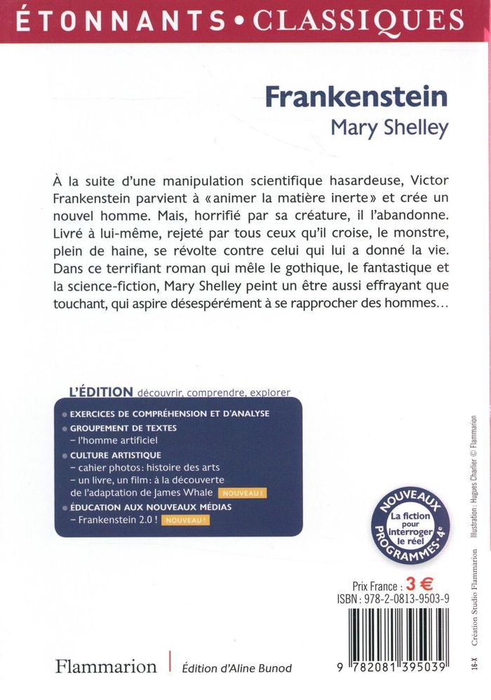 Quatrième de couverture de « Frankenstein »