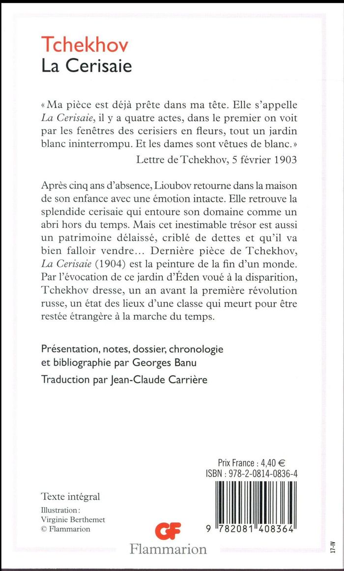 Quatrième de couverture de « La cerisaie »