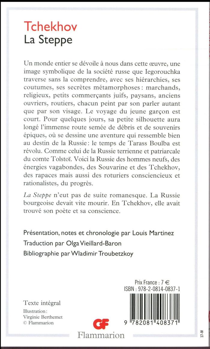 Quatrième de couverture de « La steppe : histoire d'un voyage »