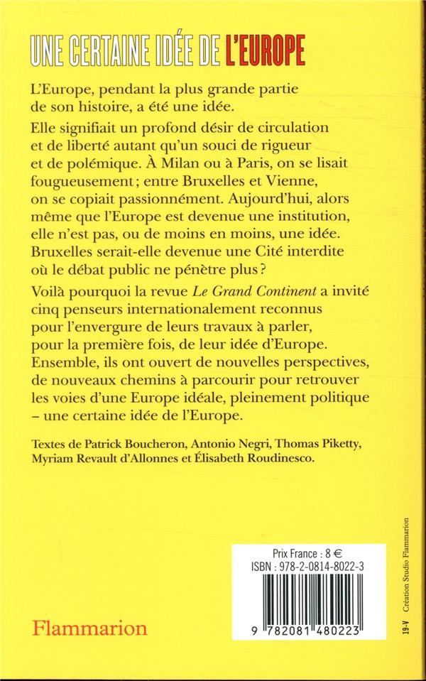 Quatrième de couverture de « Une certaine idée de l'Europe : inédit »