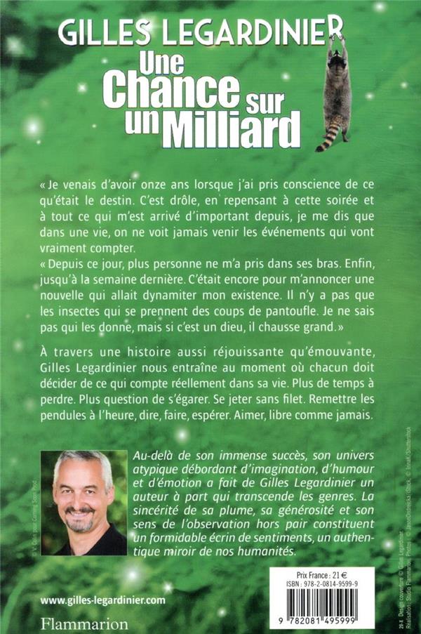 Quatrième de couverture de « Une chance sur un milliard : roman »