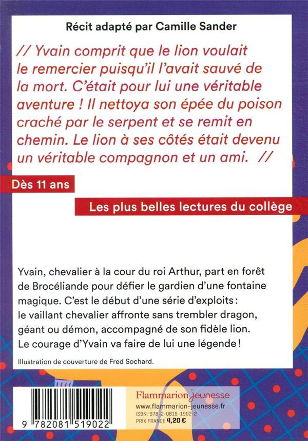Quatrième de couverture de « La légende d'Yvain, le chevalier au lion »