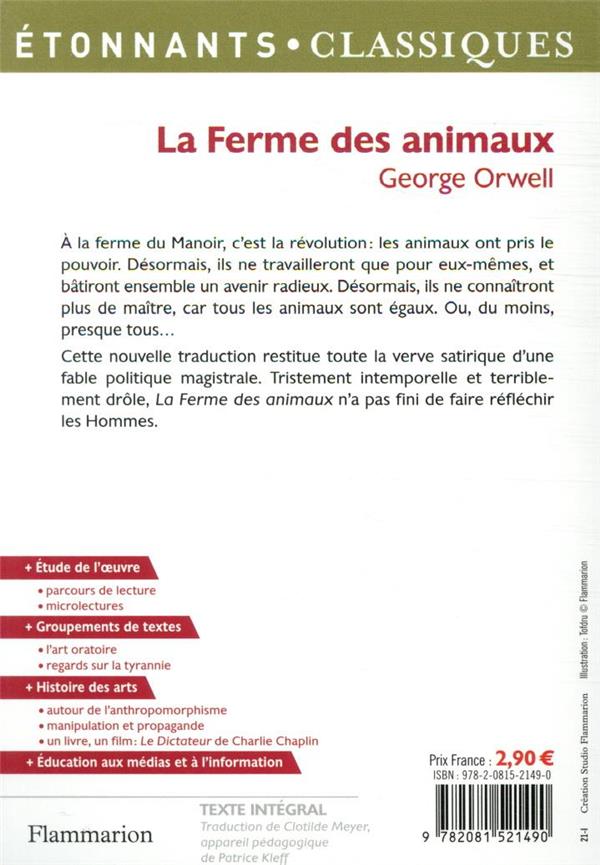 Quatrième de couverture de « La ferme des animaux »