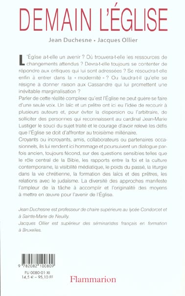Quatrième de couverture de « DEMAIN L'EGLISE »