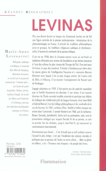 Quatrième de couverture de « LEVINAS »