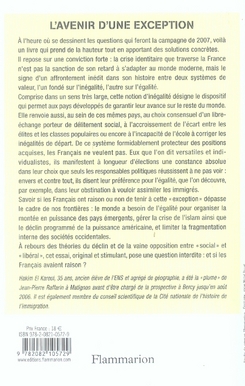 Quatrième de couverture de « L'AVENIR D'UNE EXCEPTION »