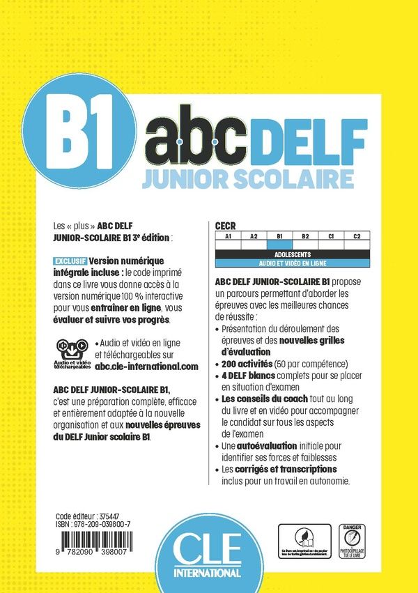 Quatrième de couverture de « Abc DELF : nouvelles épreuves »