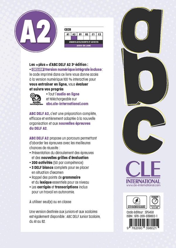 Quatrième de couverture de « Abc DELF : nouvelles épreuves »