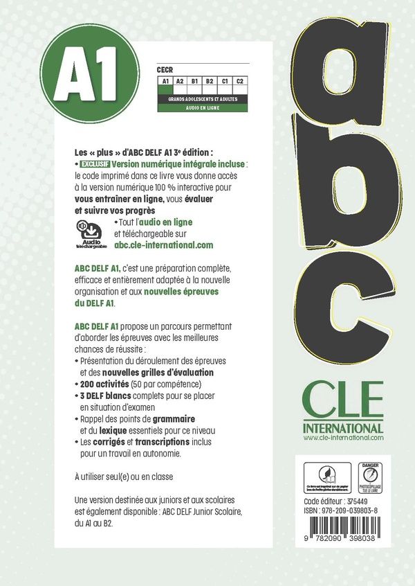 Quatrième de couverture de « Abc DELF : nouvelles épreuves »