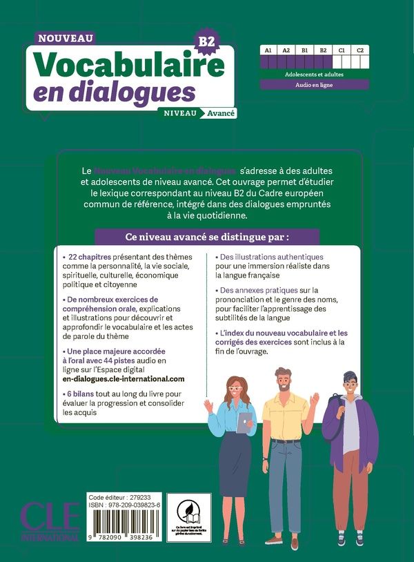 Quatrième de couverture de « Nouveau vocabulaire en dialogues »