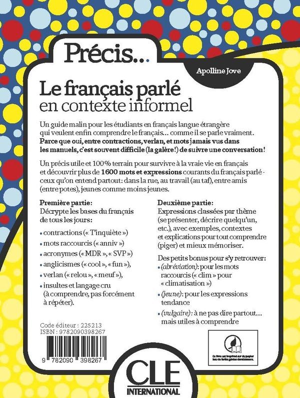 Quatrième de couverture de « Le français parlé »