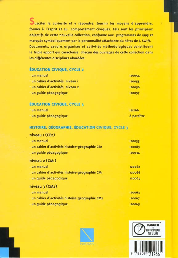 Quatrième de couverture de « EDUCATION CIVIQUE CYCLE 3 ELE »
