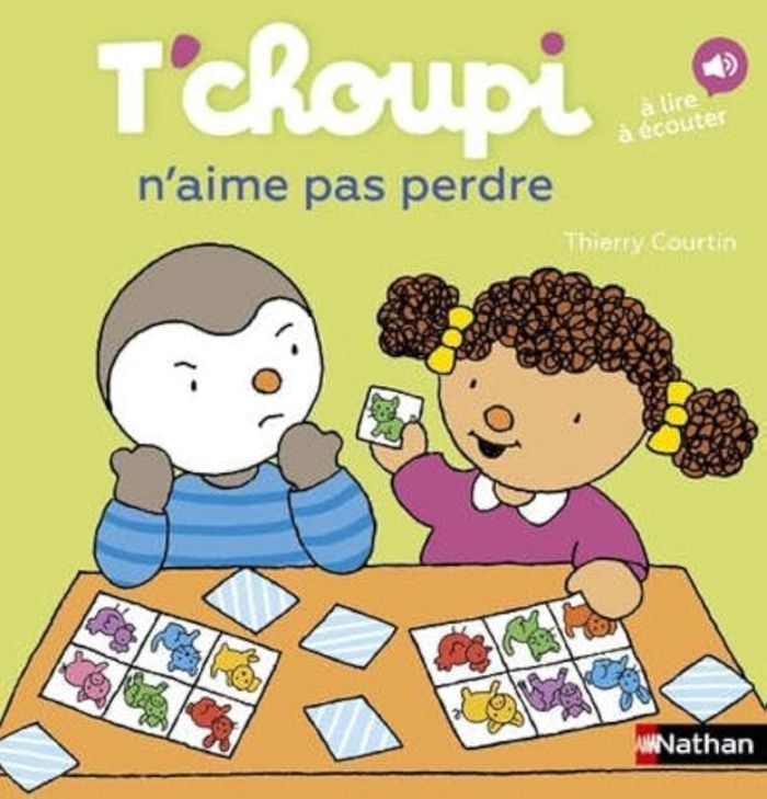 Couverture du livre « T'choupi n'aime pas perdre » de Thierry Courtin, librairie Les Contes Infusés à Corte