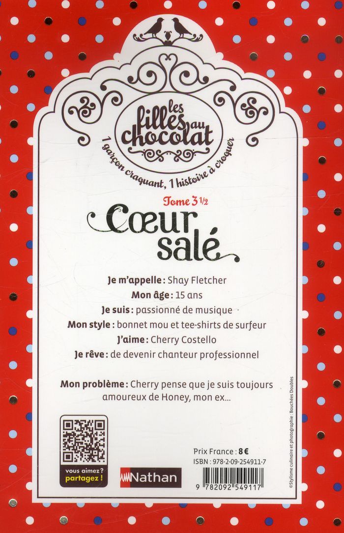 Quatrième de couverture de « LES FILLES AU CHOCOLAT 3.5: COEUR SALE »
