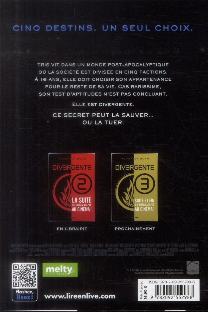 Quatrième de couverture de « Divergente »