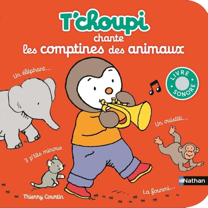 Couverture du livre « T'choupi chante les comptines des animaux » de Thierry Courtin, librairie Les Contes Infusés à Corte