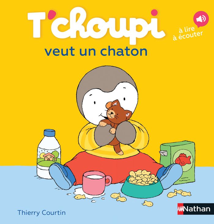 Couverture du livre « T'choupi veut un chaton » de Thierry Courtin, librairie Les Contes Infusés à Corte