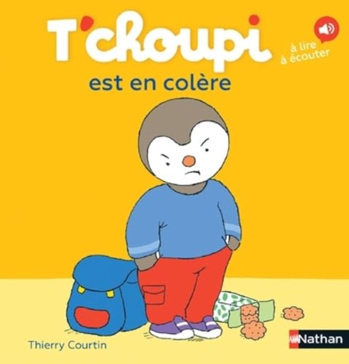 Couverture du livre « T'choupi est en colère » de Thierry Courtin, librairie Les Contes Infusés à Corte