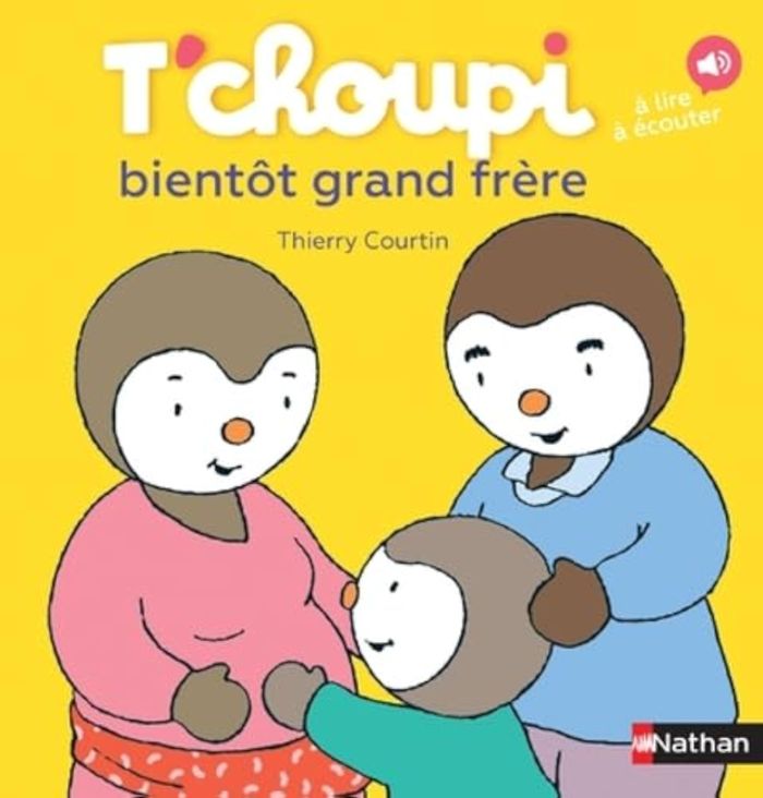Couverture du livre « T'choupi bientôt grand frère » de Thierry Courtin, librairie Les Contes Infusés à Corte