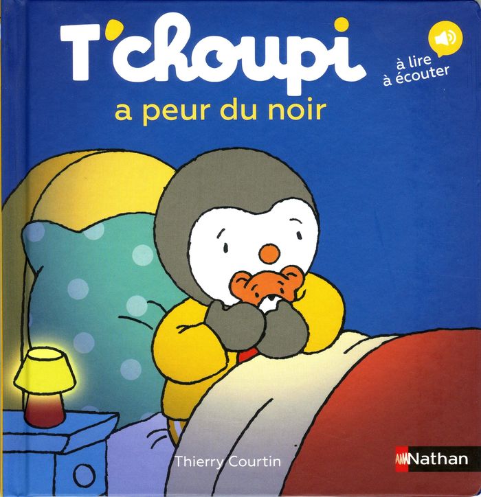 Couverture du livre « T'choupi a peur du noir » de Thierry Courtin, librairie Les Contes Infusés à Corte