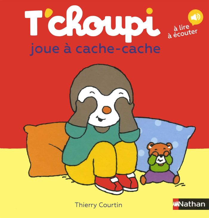 Couverture du livre « T'choupi joue à cache-cache » de Thierry Courtin, librairie Les Contes Infusés à Corte
