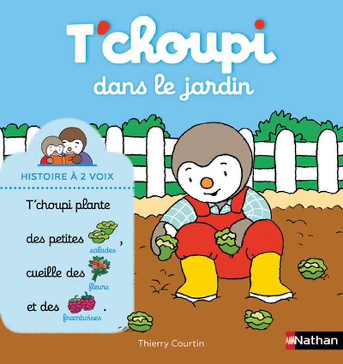 Couverture du livre « T'choupi dans le jardin » de Thierry Courtin, librairie Les Contes Infusés à Corte