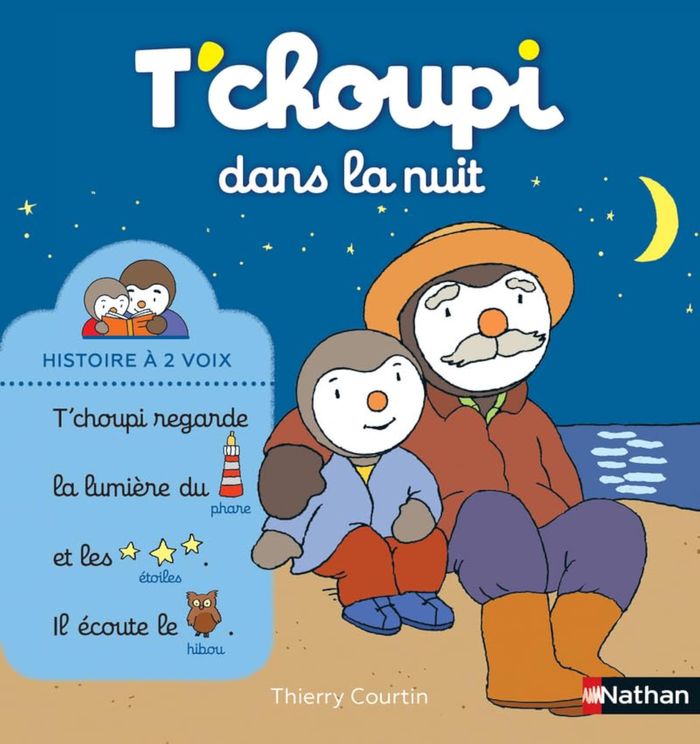 Couverture du livre « T'choupi dans la nuit » de Thierry Courtin, librairie Les Contes Infusés à Corte
