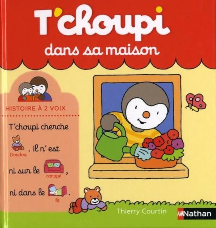 Couverture du livre « T'choupi dans sa maison » de Thierry Courtin, librairie Les Contes Infusés à Corte