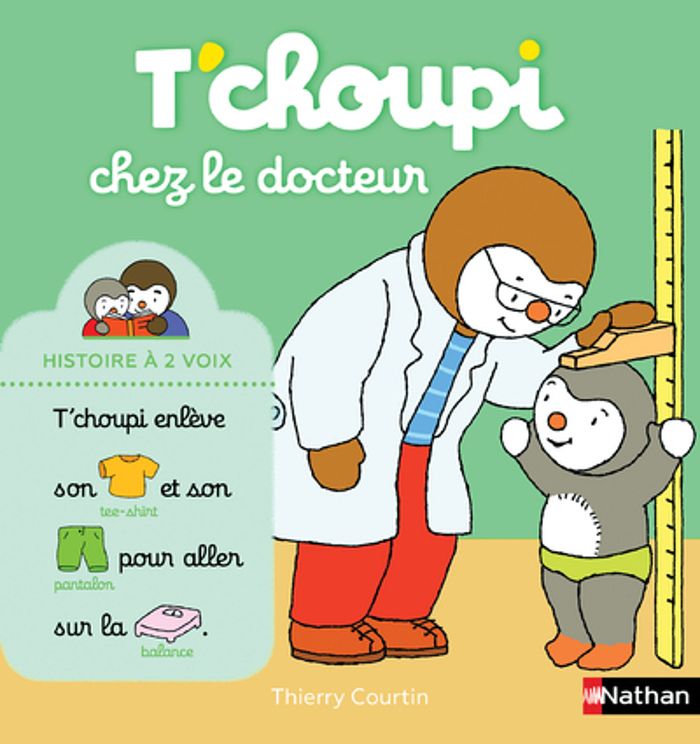 Couverture du livre « T'choupi chez le docteur » de Thierry Courtin, librairie Les Contes Infusés à Corte