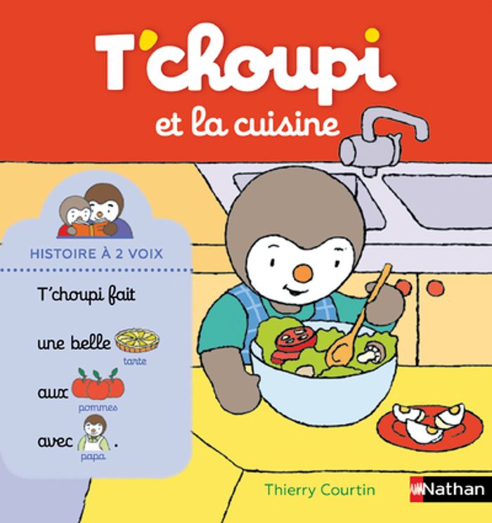 Couverture du livre « T'choupi et la cuisine » de Thierry Courtin, librairie Les Contes Infusés à Corte