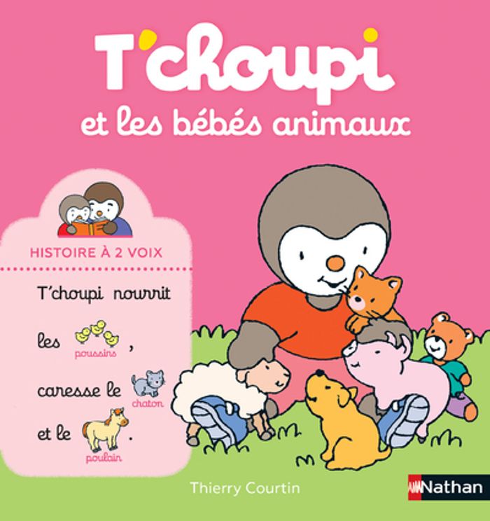 Couverture du livre « T'choupi et les bébés animaux » de Thierry Courtin, librairie Les Contes Infusés à Corte