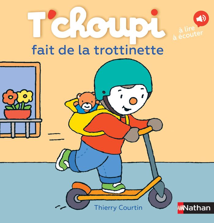 Couverture du livre « T'choupi fait de la trottinette » de Thierry Courtin, librairie Les Contes Infusés à Corte