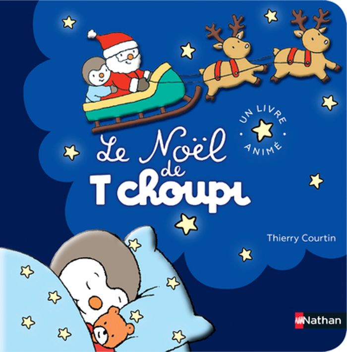 Couverture du livre « Le Noël de T'choupi : un livre animé » de Thierry Courtin, librairie Les Contes Infusés à Corte