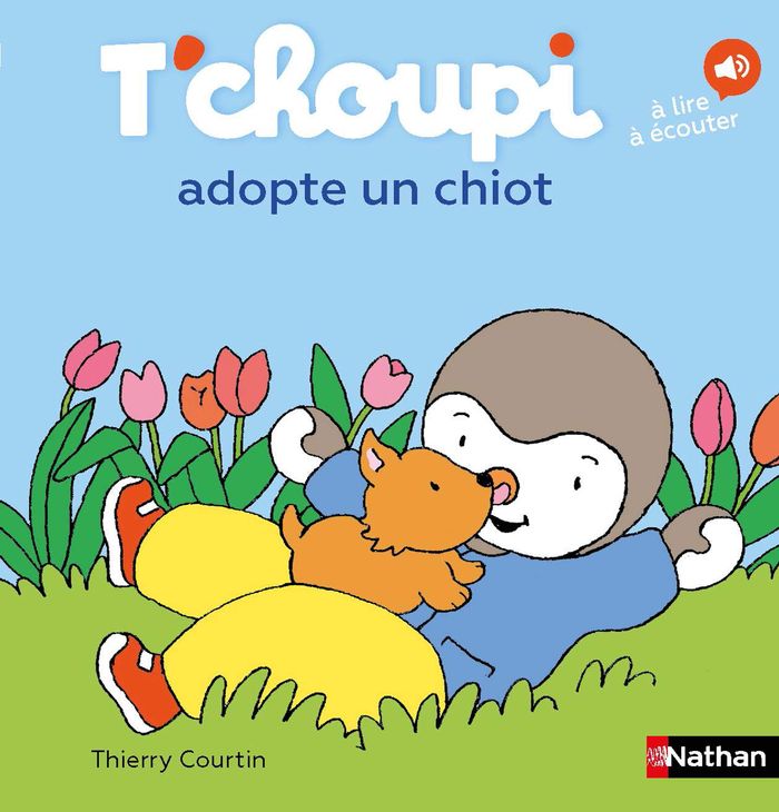 Couverture du livre « T'choupi adopte un chiot » de Thierry Courtin, librairie Les Contes Infusés à Corte
