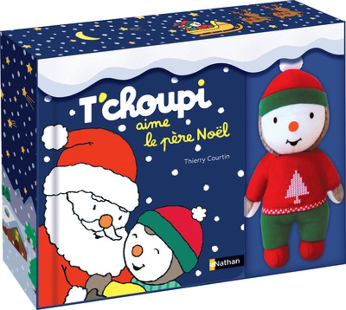 Couverture du livre « T'choupi aime le père Noël » de Thierry Courtin, librairie Les Contes Infusés à Corte