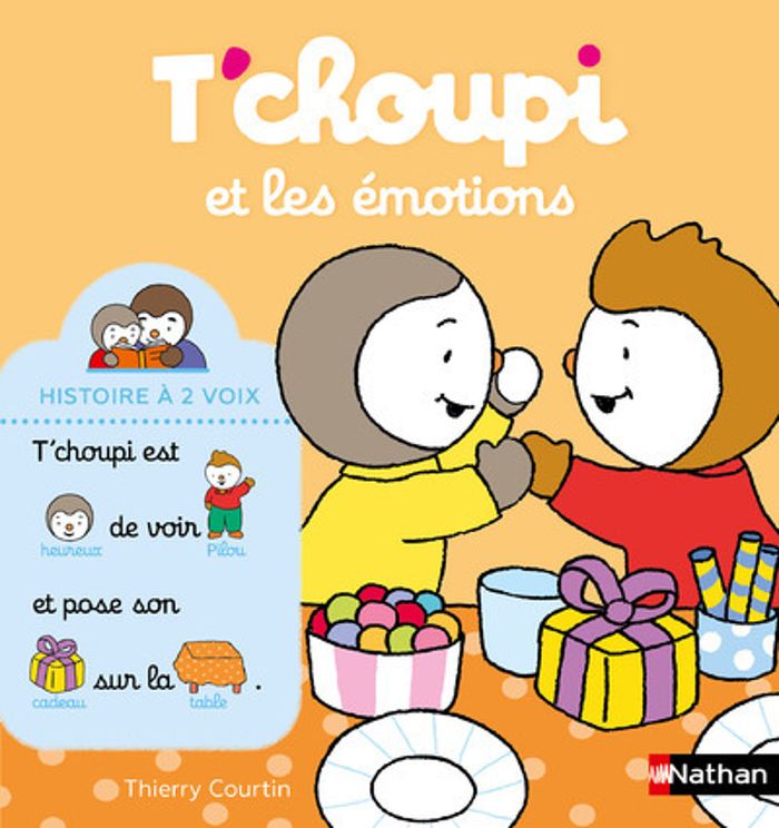 Couverture du livre « T'choupi et les émotions » de Thierry Courtin, librairie Les Contes Infusés à Corte