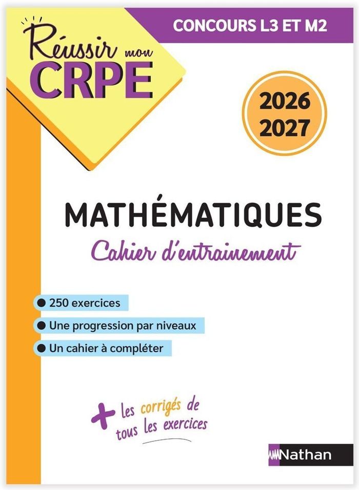 Couverture du livre « Mathématiques : cahier d'entrainement » de Saïd Chermak, librairie Les Contes Infusés à Corte