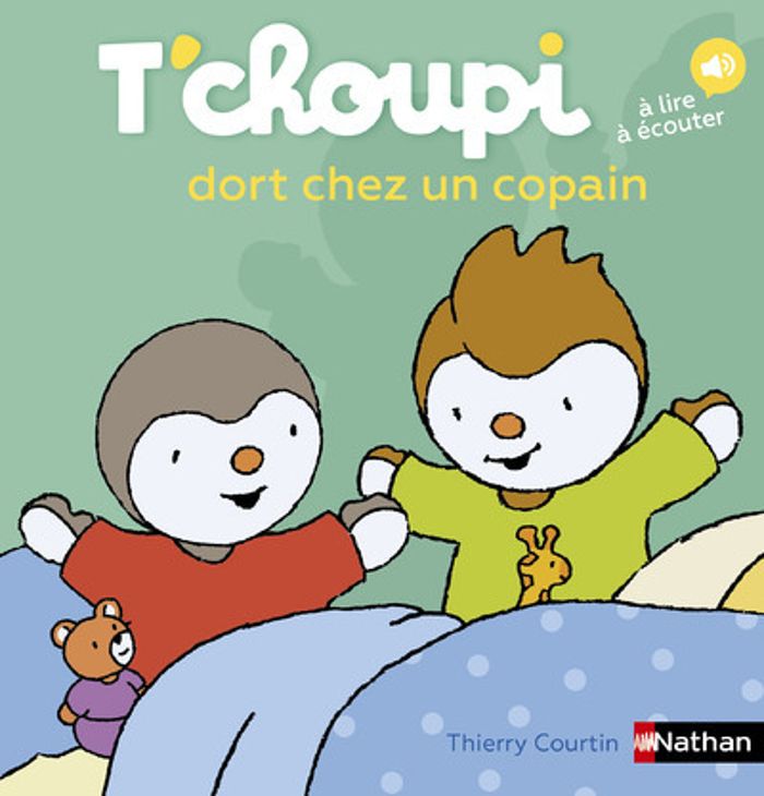 Couverture du livre « T'choupi dort chez un copain », librairie Les Contes Infusés à Corte