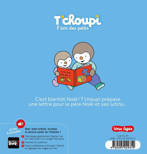 Quatrième de couverture de « T'choupi écrit au Père Noël »
