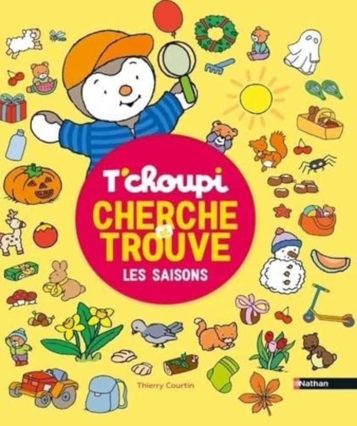 Couverture du livre « Tchoupi cherche et trouve les saisons », librairie Les Contes Infusés à Corte