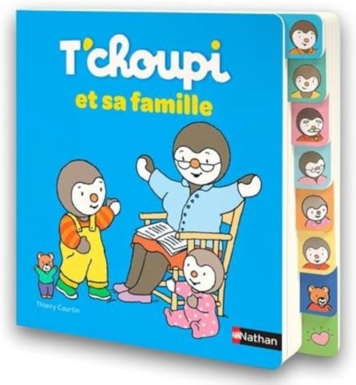 Couverture du livre « T'choupi et sa famille » de Thierry Courtin, librairie Les Contes Infusés à Corte