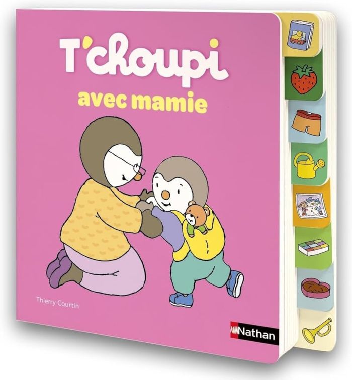 Couverture du livre « T'choupi avec mamie » de Thierry Courtin, librairie Les Contes Infusés à Corte