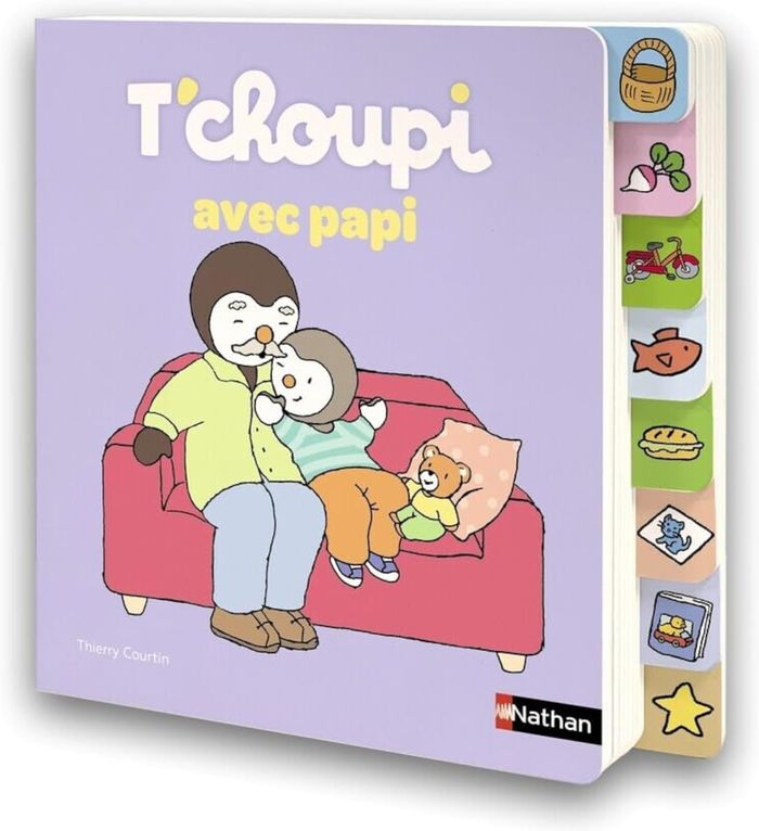 Couverture du livre « T'choupi avec papi » de Thierry Courtin, librairie Les Contes Infusés à Corte