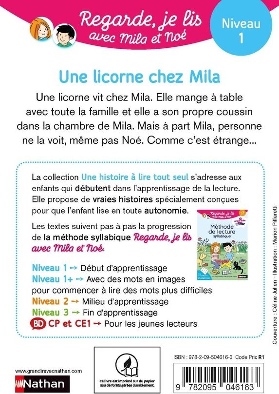 Quatrième de couverture de « Une licorne chez Mila »