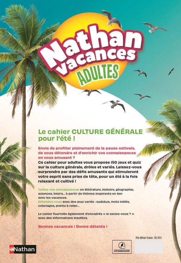 Quatrième de couverture de « Nathan vacances adultes : culture générale »