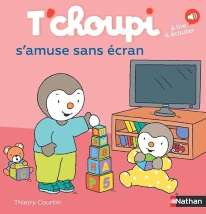 Couverture du livre « T'choupi s'amuse sans écran » de Thierry Courtin, librairie Les Contes Infusés à Corte